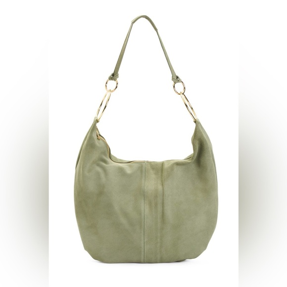 💚NWT-MARLON Made In Italy, GORGEOUS SAGE COLOR Genuine Calf Leather Suede Hobo💚💚 - Picture 1 of 16